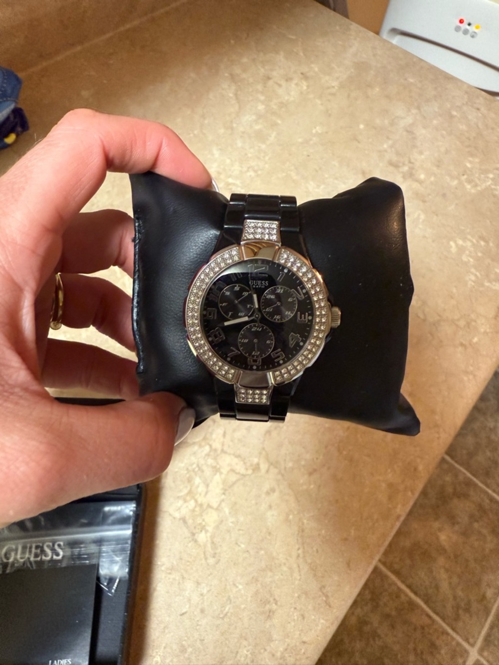 Guess Black and Silver Crystal-Trim Chronograph Watch - Picture 3 of 3
